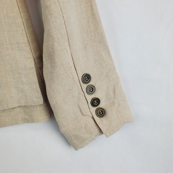 DS by Debbie Shuchat Cream Linen Blazer Sz 2 Lined Jacket Casual Office Neutral - Picture 8 of 10